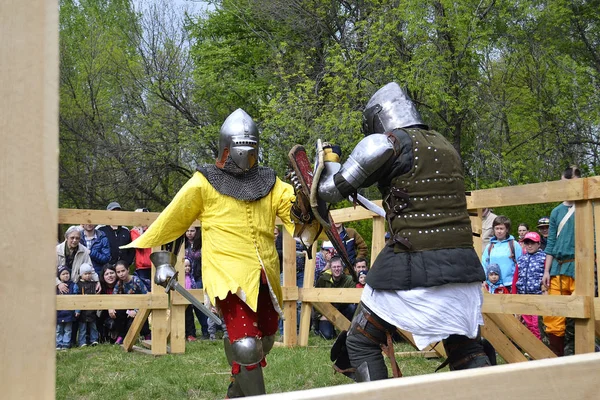 Tjumen Russland Mai 2017 Ritterkämpfe Beim Festival Der Mittelalterlichen Kultur — Stockfoto