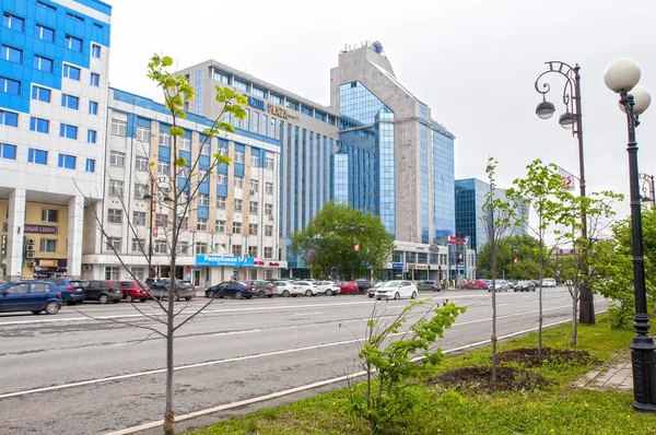 Tyumen Oroszország 2020 Május Modern Irodaházak Tyumen Központi Utcájában — Stock Fotó