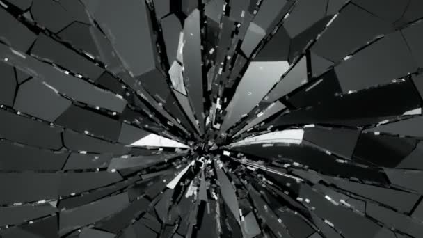 Glas gebroken en gebarsten — Stockvideo