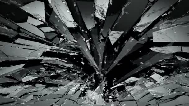 Pieces of destructed Shattered glass — Stock Video