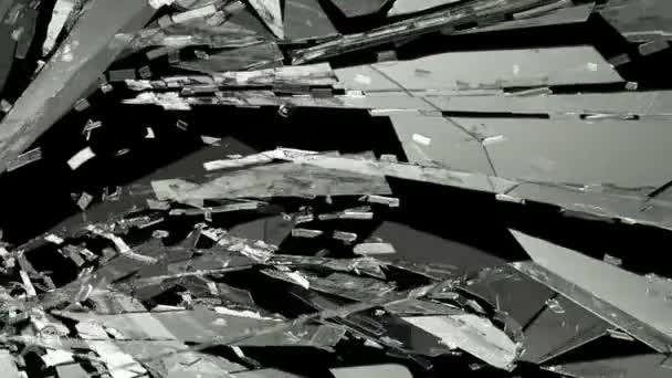 Tahribe kırık cam parçaları — Stok video