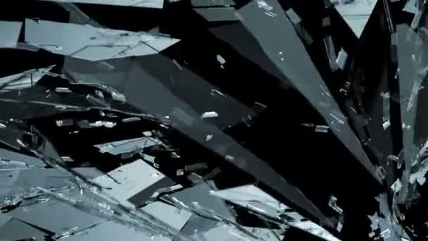 Pieces of destructed Shattered glass — Stock Video