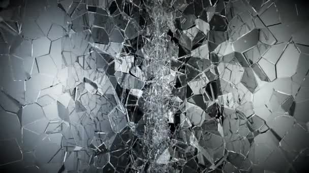 Pedaços de vidro quebrado destruído — Vídeo de Stock