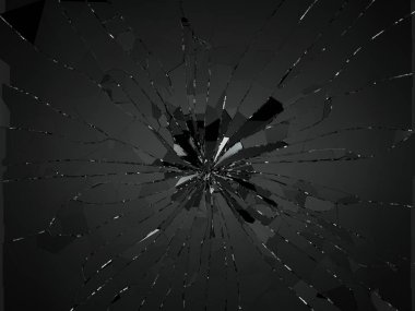 Kurşun deliği kırık cam parçaları