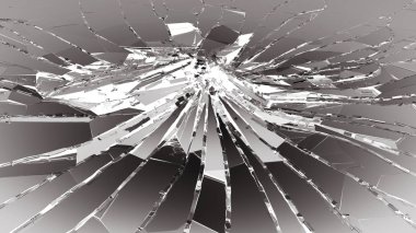 Kurşun deliği kırık cam parçaları