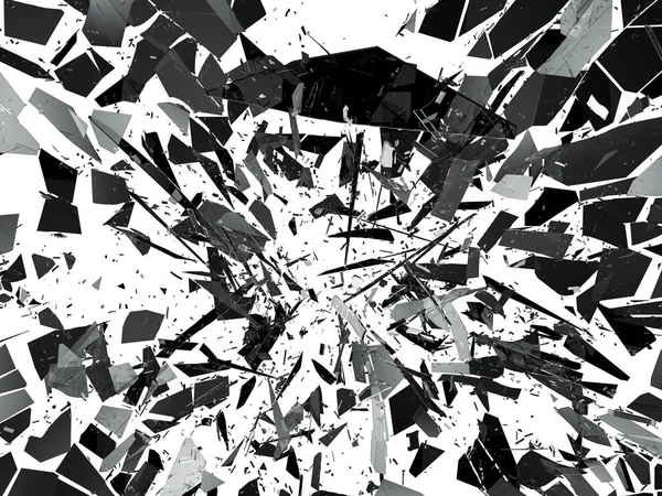 Pieces of destructed Shattered glass — Stock Photo, Image