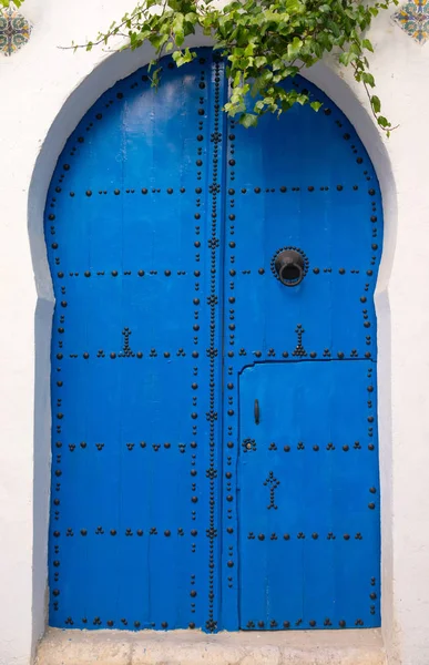 Porte en bois bleu — Photo