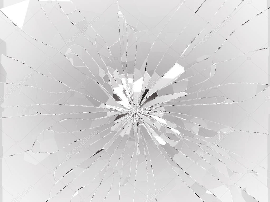 Bullet hole pieces of smashed glass