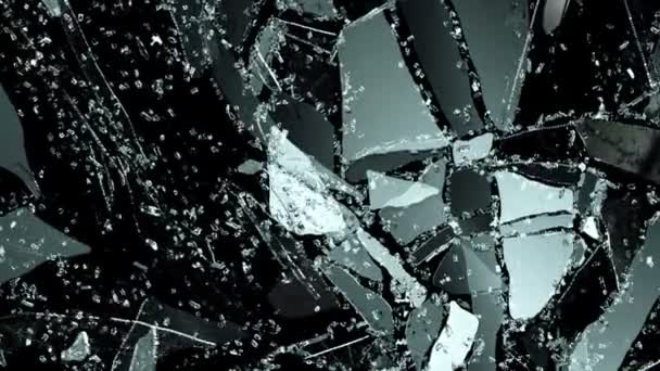 Cracked and Shattered black glass — Stock Video