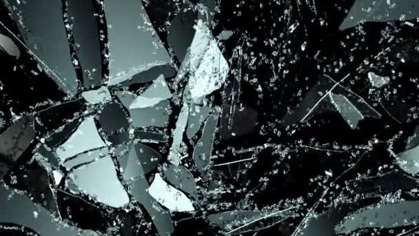 Cracked and Shattered black glass — Stock Video