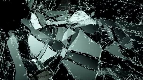 Cracked and Shattered black glass — Stock Video