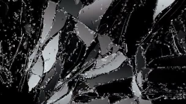 裂纹和破碎的黑色玻璃 — 图库视频影像