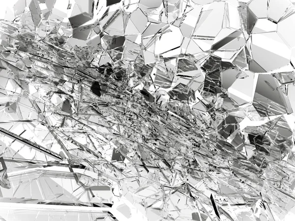 Shattered glass pieces