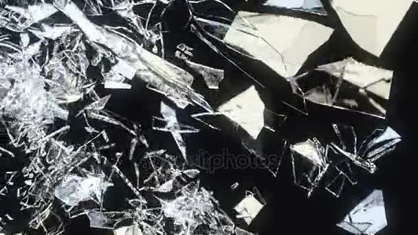 Peças de vidro quebradas — Vídeo de Stock