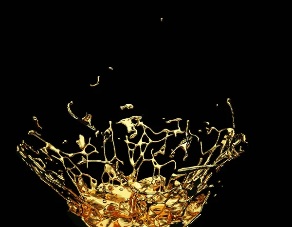 Schizzi di oro liquido o di olio — Foto Stock