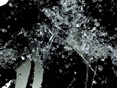 Kırık ve kırık cam siyah