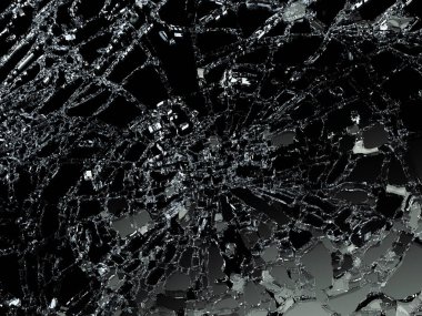 siyah bozuk veya kırık cam parçaları