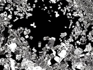 Parçalanmış veya yıkıldı cam siyah üzerine