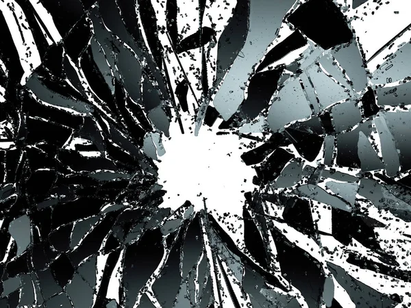 Shattered glass over white background