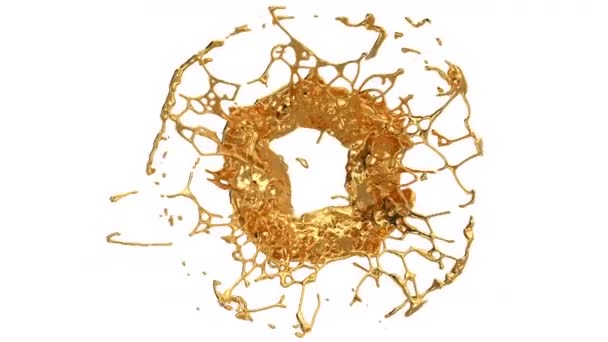 Flow of melting gold splashes — Stock Video