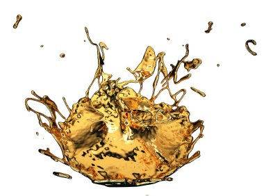 Beyaz izole sıvı altın veya yağ sıçraması