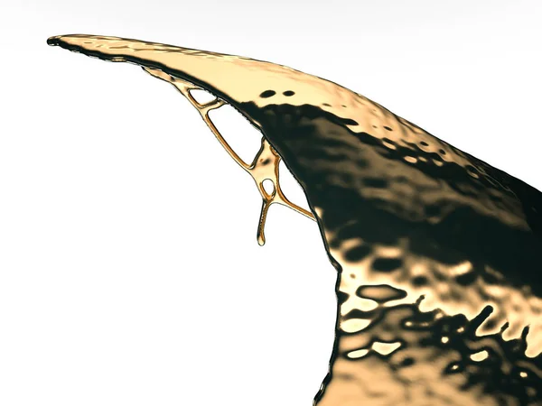 Flüssiges Gold oder Öl spritzt isoliert auf weißem Grund — Stockfoto