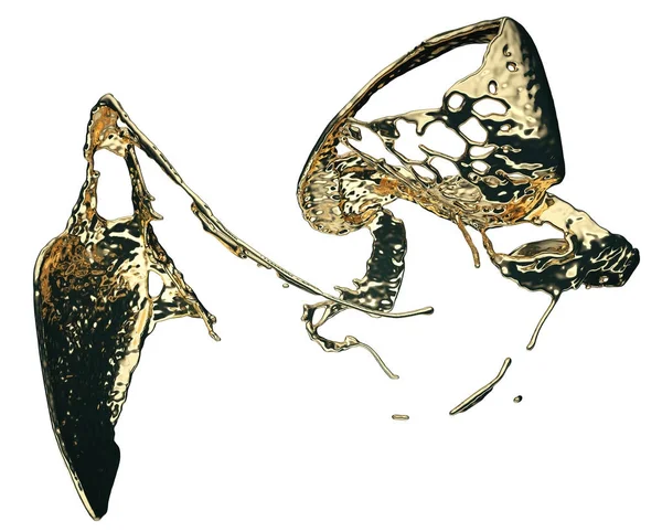 Рідкі золоті або олійні бризки ізольовані на білому — стокове фото