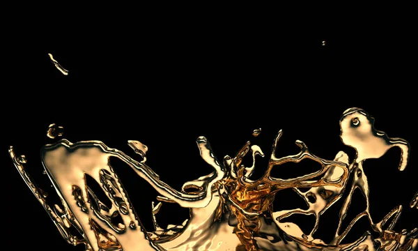 Melted gold or oil splashes isolated on black
