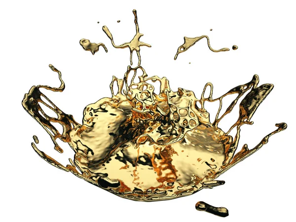 Beyaz izole erimiş altın veya yağ sıçraması