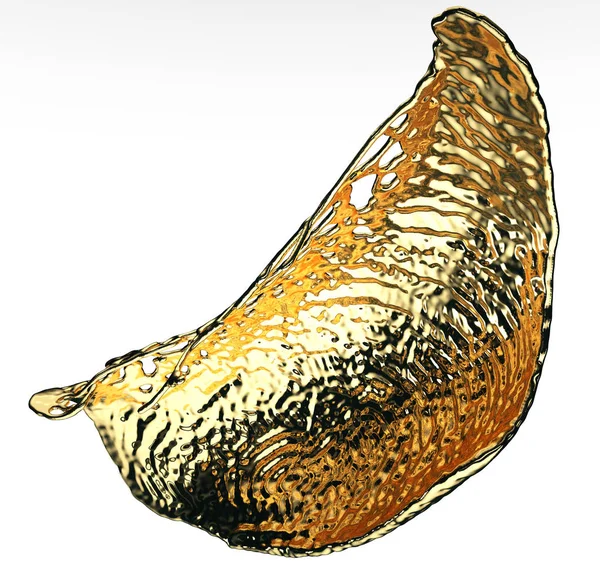 Ouro derretido ou salpicos de óleo isolados em branco — Fotografia de Stock