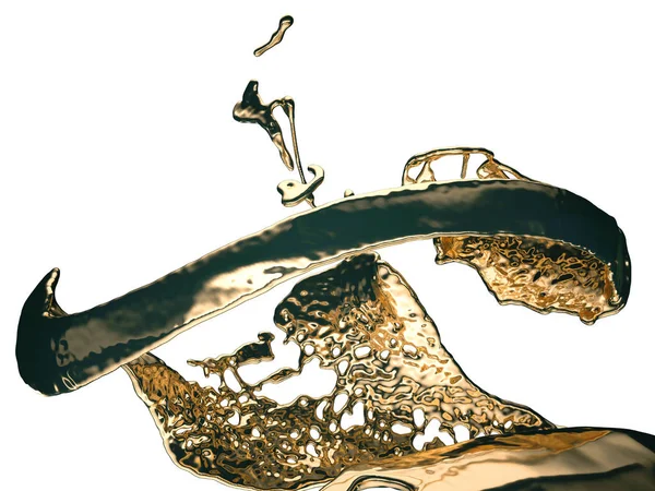 Расплавленное золото или масляные брызги, изолированные на белом — стоковое фото