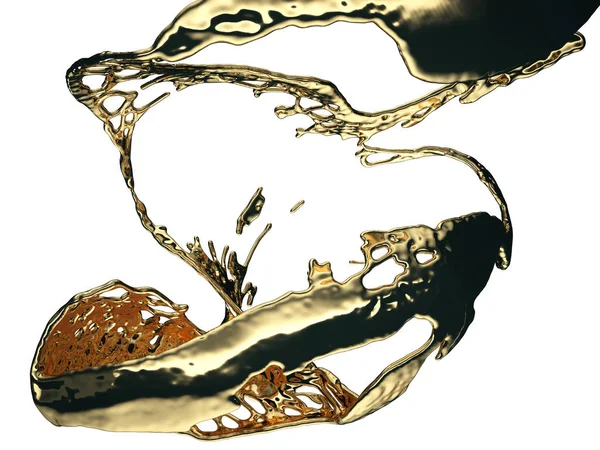 Расплавленное золото или масляные брызги, изолированные на белом — стоковое фото