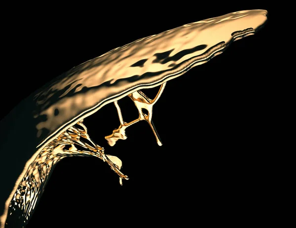 액체 또는 기름 튄 금과 밝아진 블랙에 고립 — 스톡 사진