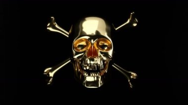 Çapraz kemikler veya totenkopf alpha ile altın kafatası