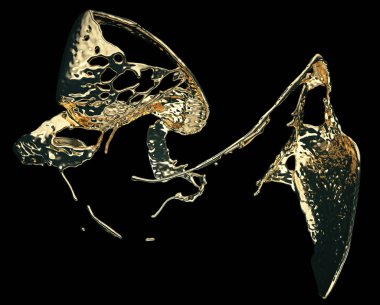 Sıvı altın veya petrol sıçramak ve siyahta izole sıçraması