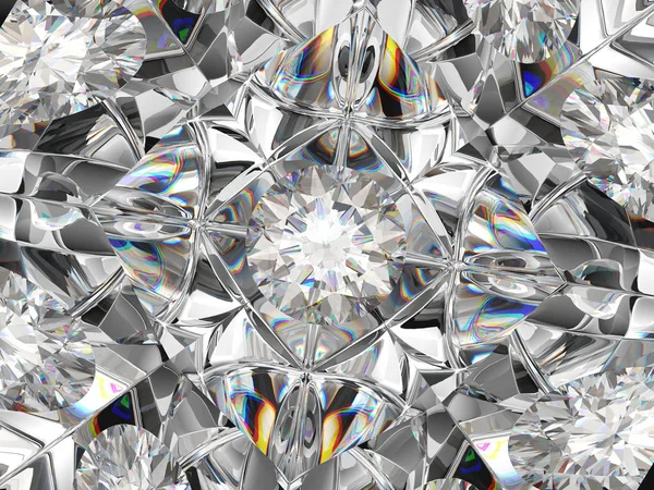 Алмаз крупным планом и эффект калейдоскопа — стоковое фото