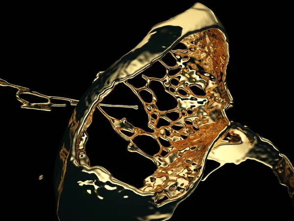 Жидкое золото или масляные брызги, изолированные на черном — стоковое фото
