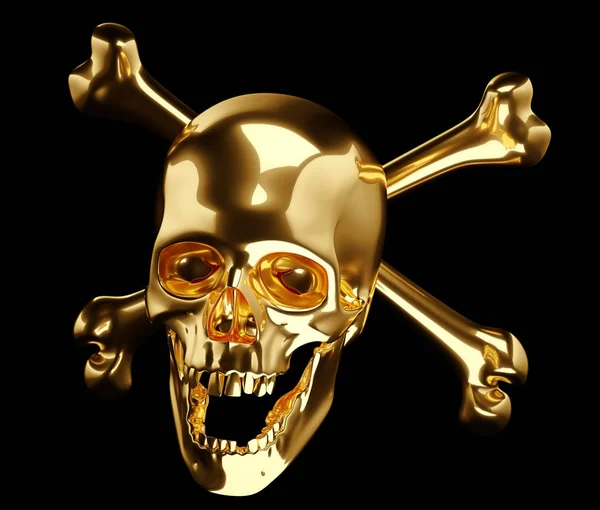 Golden Skull with crossed bones or totenkopf — Stock Photo, Image
