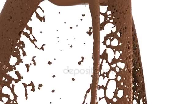 Warme Chocolade Cacao Spatten Slow Motion Flow Alfa Render Animatie — Stockvideo