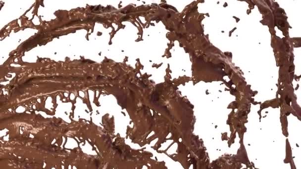 Le chocolat chaud ou le cacao éclabousse le flux au ralenti, alpha. 3d rendu. Animation 3D 