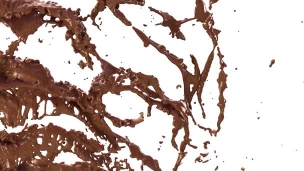 Le chocolat chaud ou le cacao éclabousse le flux au ralenti, alpha. 3d rendu. Animation 3D 
