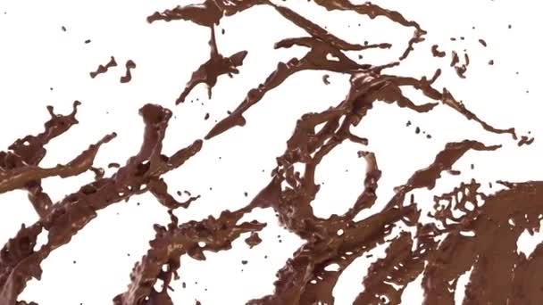 Le chocolat chaud ou le cacao éclabousse le flux au ralenti, alpha. 3d rendu. Animation 3D 