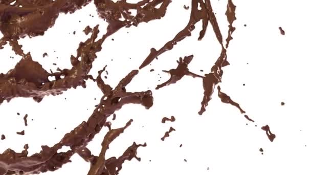 Le chocolat chaud ou le cacao éclabousse le flux au ralenti, alpha. 3d rendu. Animation 3D 