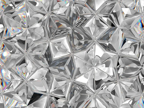Diamantstruktur Extreme Nahaufnahme Und Kaleidoskop Draufsicht Auf Runden Edelstein Render — Stockfoto