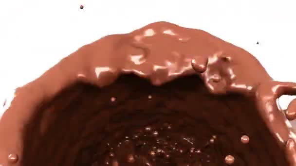 Καυτή Σοκολάτα Κακάο Πιτσιλιές Αργή Κίνηση Καθιστούν Animation — Αρχείο Βίντεο