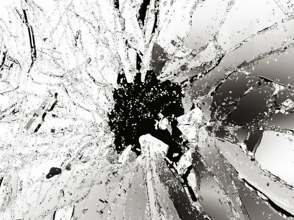 Куски разбитого или разбитого стекла на черном — стоковое фото