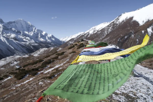 Buddhist prayer flags in Himalayas — Stock Photo, Image