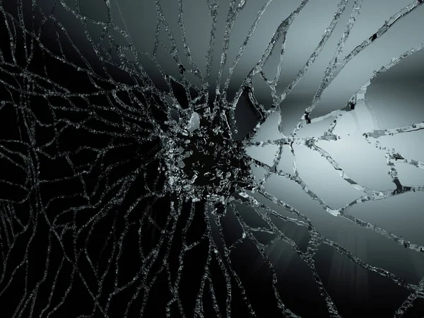 Pieces of destructed Shattered glass on black — Stock Photo, Image