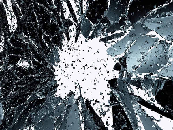 Shattered or demolished glass over white — Stock Photo, Image