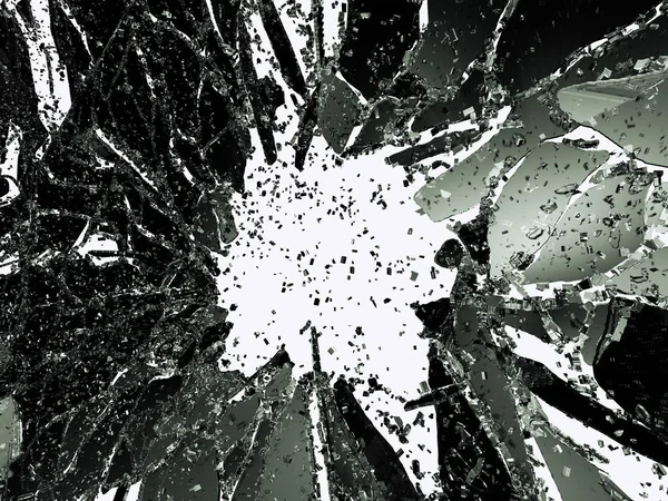 Verbrijzelde of afgebroken glas over Wit — Stockfoto